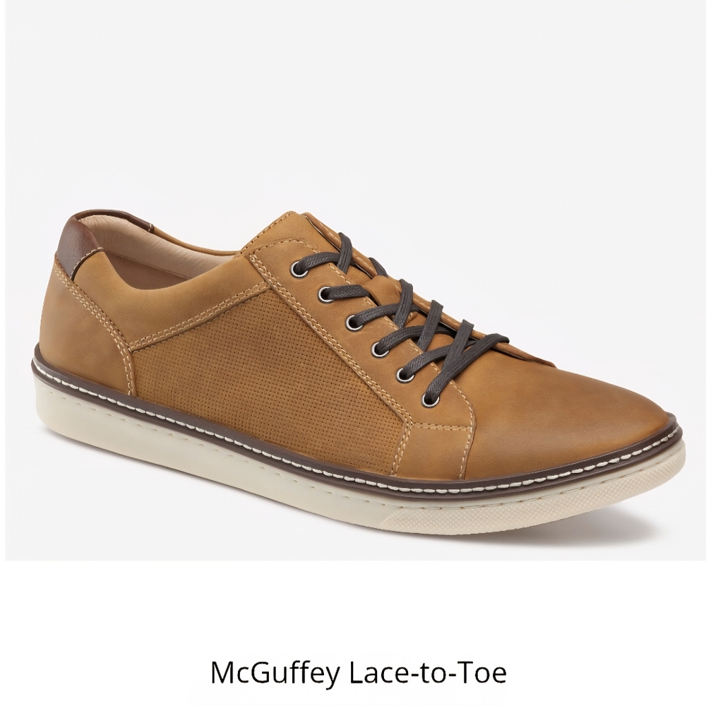 Johnston & Murphy McGuffey Lace-To-Toe Full Grain Leather Tan‎ Camel Shoes 9M